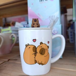 Taza Capybara Tapa y Cuchara