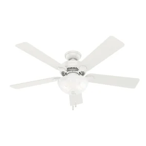 Ventilador de techo para Interior con 3 velocidades, luz LED, 52″, Blanco -Hunter Swanson