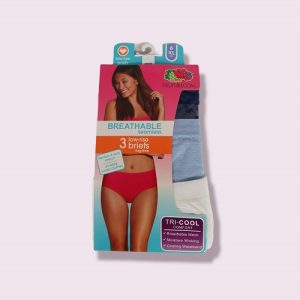 3 panties para dama tipo briesf talla 8/XL marca Fruit of the Loom