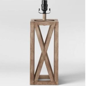 Base de lámpara grande de 19in de caja de madera lavada color marrón marca Threshold