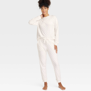 Conjunto de pijama de polar con lunares para mujer Talla XXL, blanco – Auden