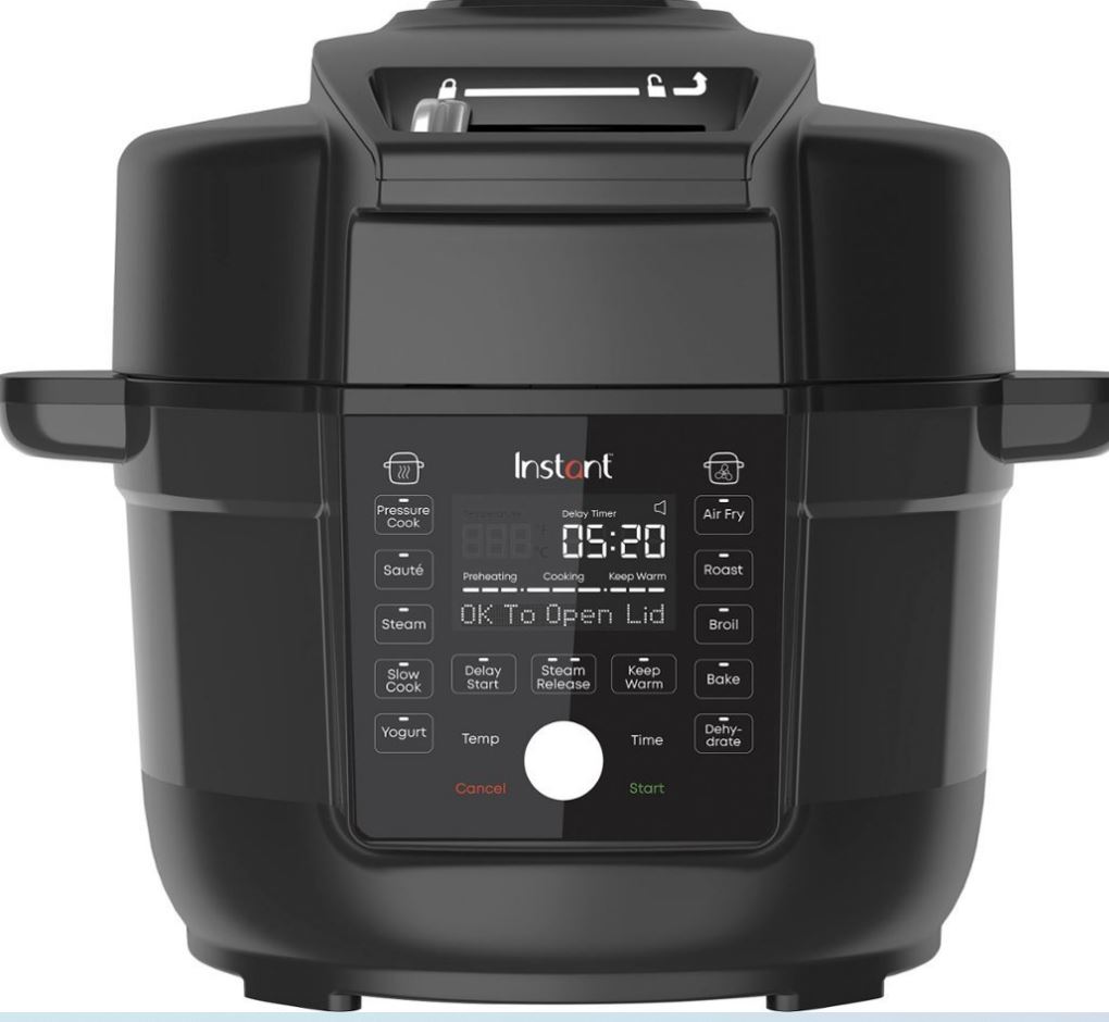 Duo Crisp con tapa Ultimate Multi-Cooker y Freidora de aire color negro 13 en 1 marca Instant Pot