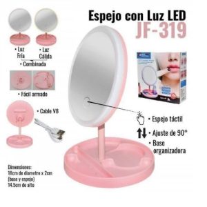 Espejo para maquillaje con compartimentos en la base