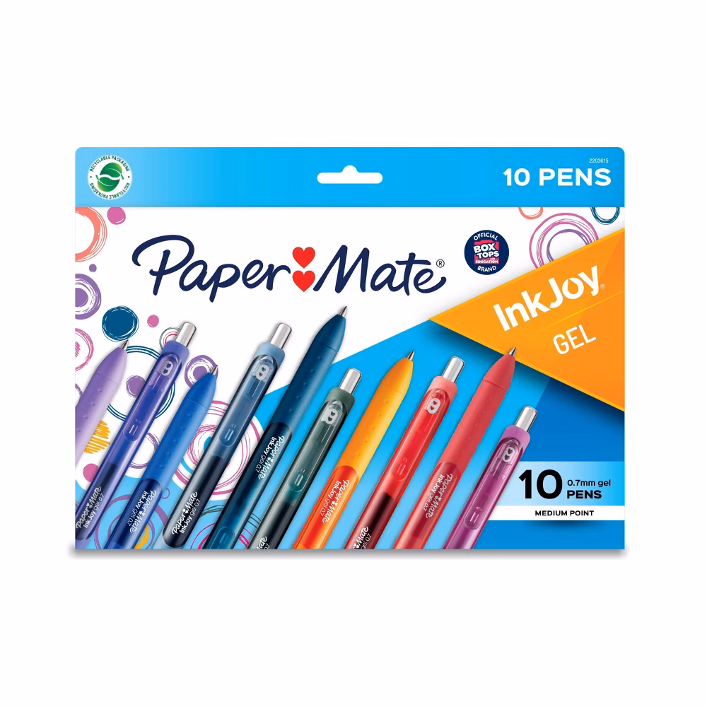 Paquete de 10 plumas de gel marca Paper Mate