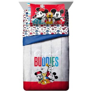 Juego de Sabanas de 3 piezas de Mickey Mouse, tamaño twin – Marca Jay Franco