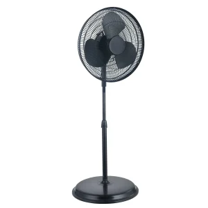 Ventilador de pedestal oscilante, ajustable de 3 velocidades 16″, negro -Pelonis