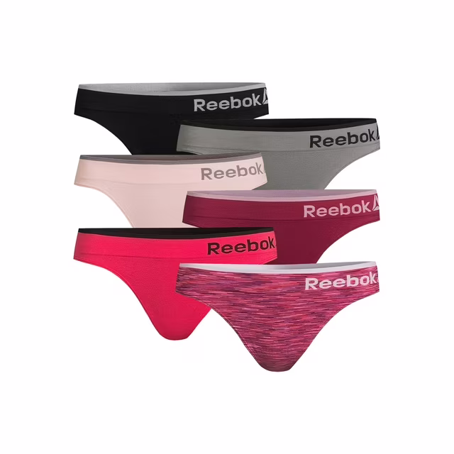 Paquete de 6 calzones para dama talla M marca Reebok