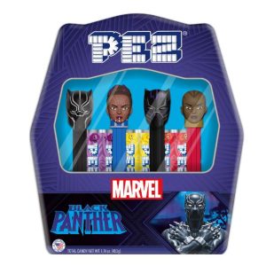 Caja regalo con 4 dispensadores de dulces, Pantera Negra Marvel marca PEZ