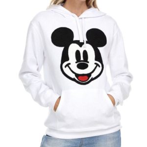 Sudadera blanca con gorro para dama talla XS – Mickey Mouse