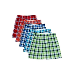 Paquete de 5 boxers con diseño a cuadros para niño talla S/CH (6-7) marca wonder nation