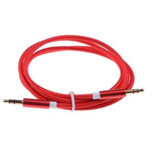 Cable auxiliar de 2 metros con cable de tela color rojo