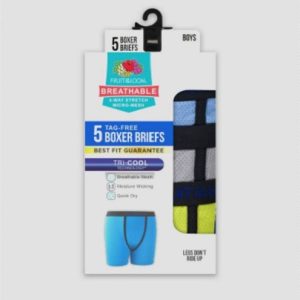 Calzones tipo bóxer para niño, 6 piezas talla L, los colores varían marca Fruit of The Loom