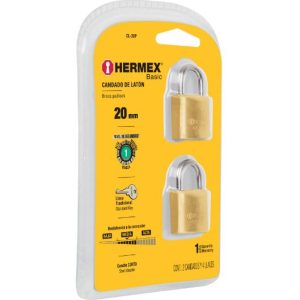 Paquete de 2 candados gemelos con gancho corto de 20 mm – Marca Hermex