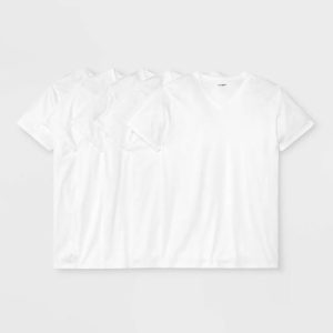 Paquete de 5 camisetas de manga corta con cuello V para hombre Talla L, Blanca – Goodfellow