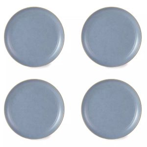 4 Platos planos de ensalada de gres, Azul – Linden Street