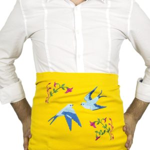 FAJA DE ALGODÓN BORDADA MODELO PÁJAROS