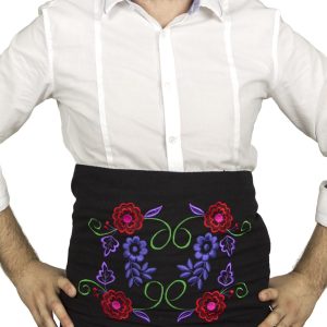 FAJA DE ALGODÓN NEGRA CON FLORES BORDADAS MODELO ALONSO