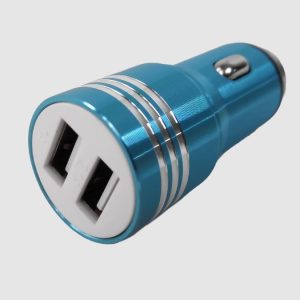 Cargador para auto de 2 puertos USB, Azul – 1Hora