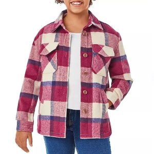 Chaqueta a cuadros para niñas Talla M (7/8), Rosa – Member’s Mark