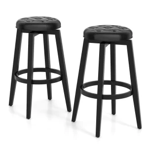 Par de taburetes giratorios tipo bar con reposapiés, Negro 76 cm -Savings Store