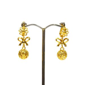 Pendientes de lazo y bola dorados