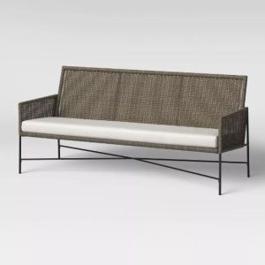 Sofá de patio de mimbre y metal, Gris – Threshold™